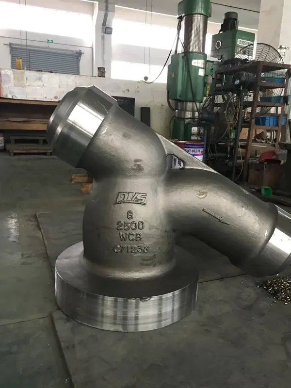 Large Y-pattern valve body in the assembly shop